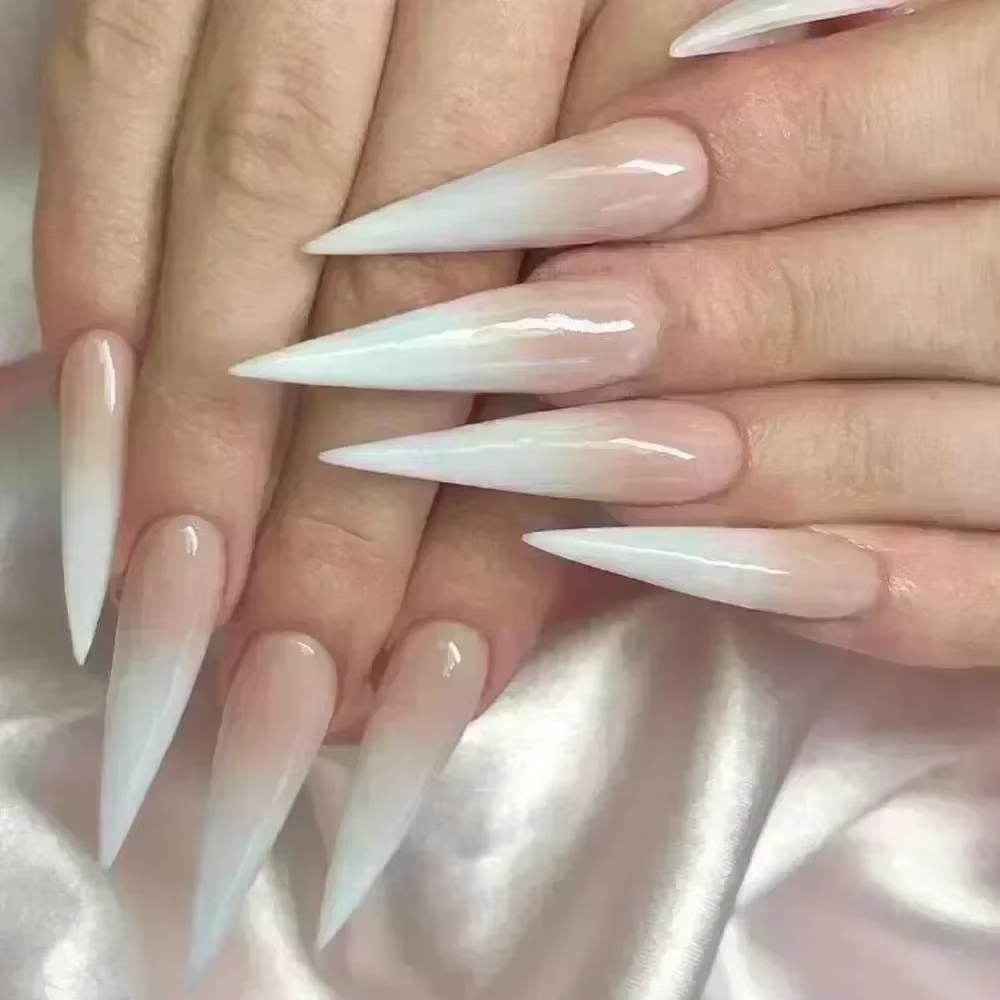 24 pièces faux ongles avec colle amande noir rouge dégradé conception détachable strass acrylique fa