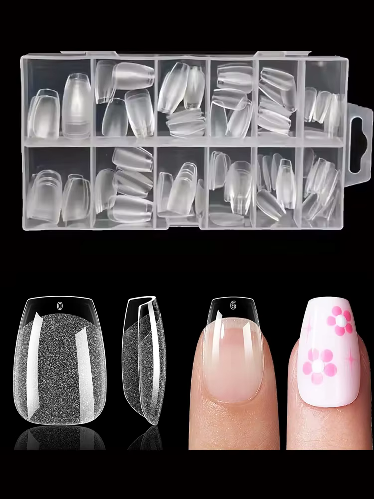 Pointes d'ongles ultra-courtes en forme de cercueil : 120 pièces de pointes d'ongles courtes en gel