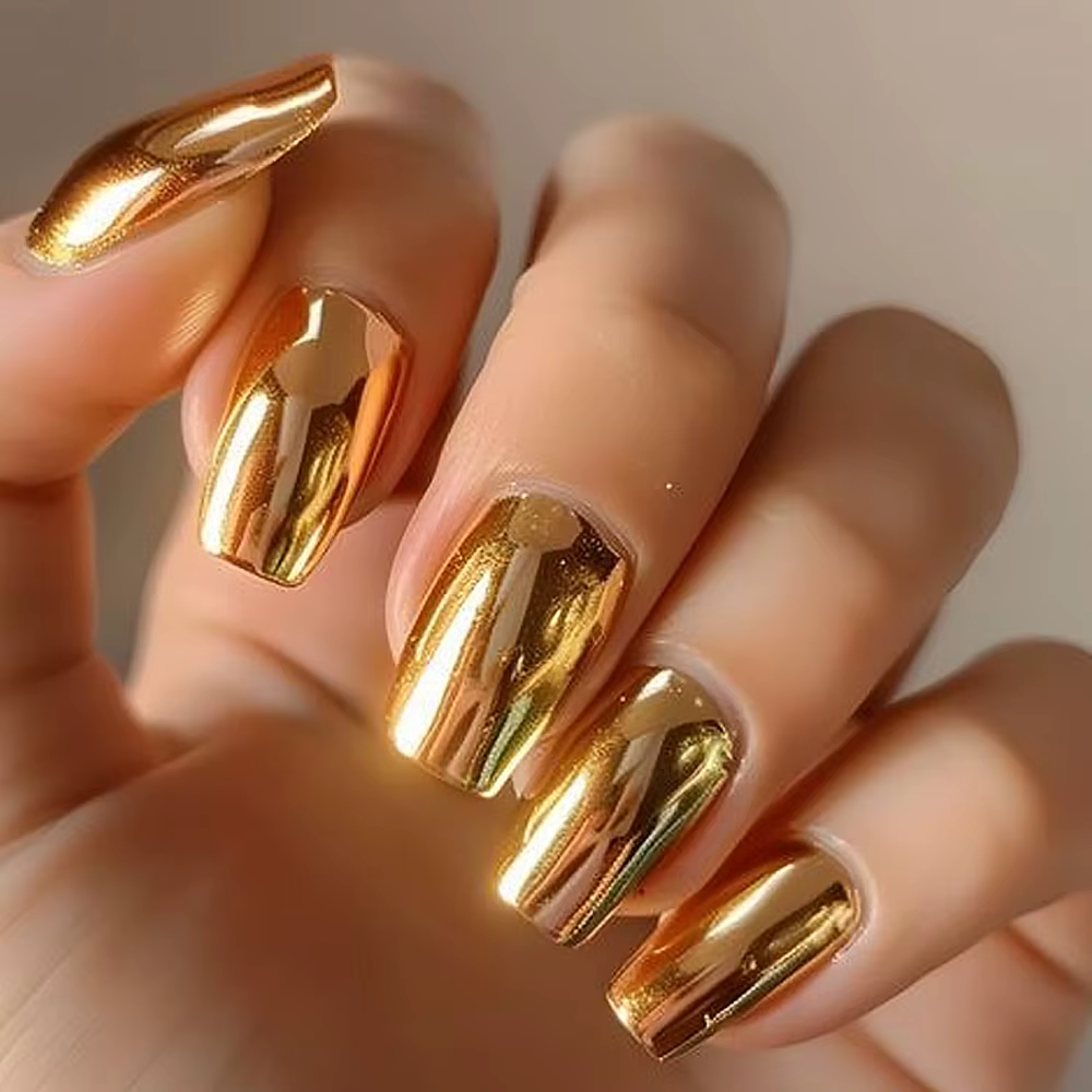 Poudre à ongles effet miroir chromé doré, holographique, métallique, champagne, doré, titane, poussi