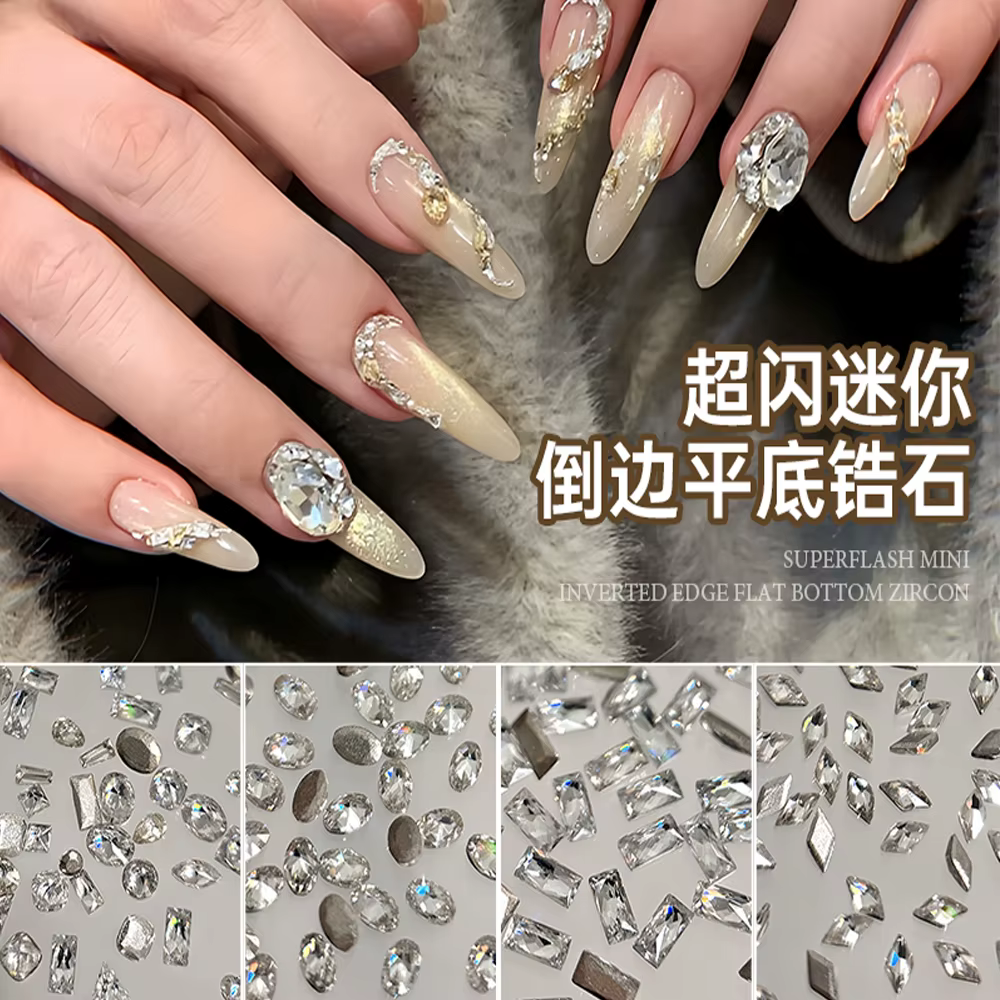 Mini strass blanc/rose/champagne or, 100 pièces, Zircon Flash inversé, fond plat, accessoires de lux