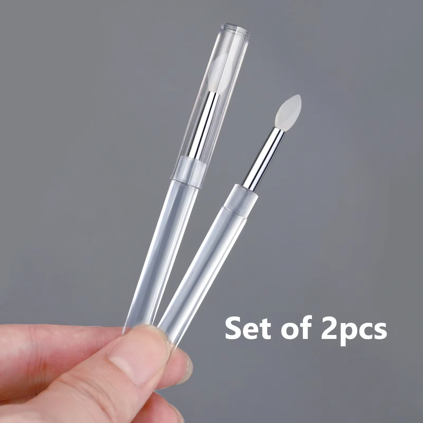 Brosse en Silicone transparente pour Nail Art, bâton applicateur de pigments chromés en poudre à pai