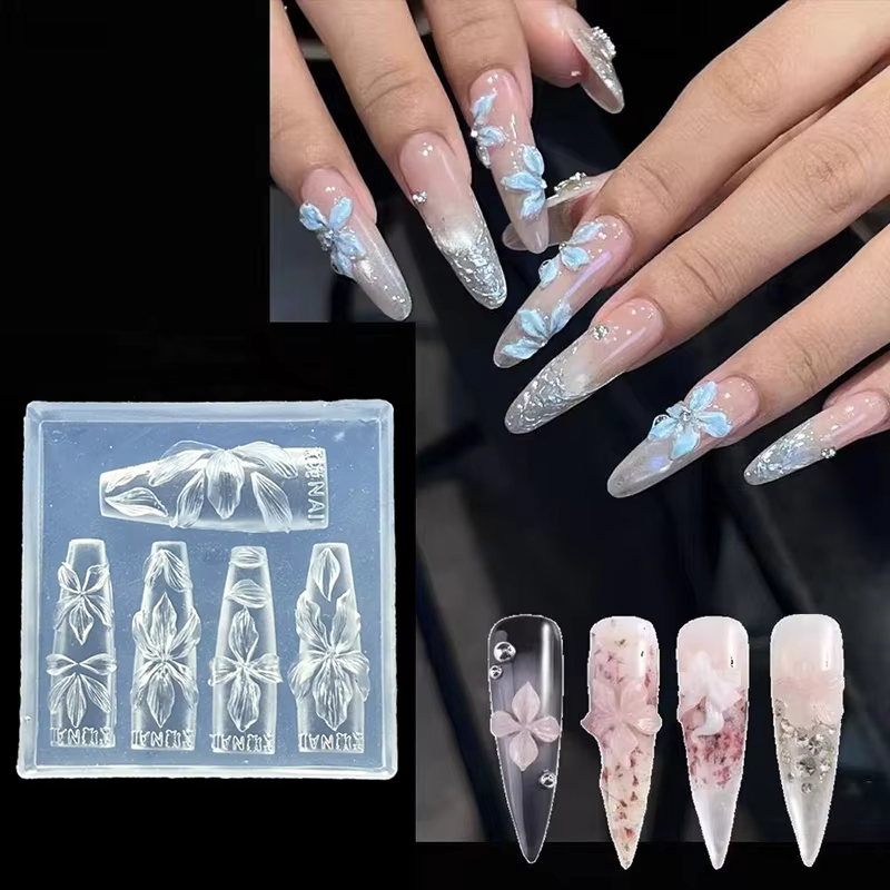 maveraHBA16 Stampo à ongles fleurs 3D outils à ongles en silicone Hawaii Hibiscus fleur pétale conce