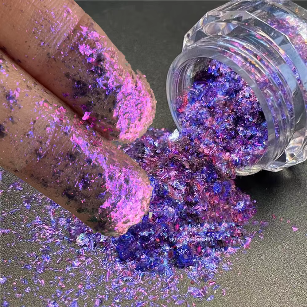 0.1g/pot Aurora caméléon Nail Art opale flocons holographique miroir magique haute brillance poudre 