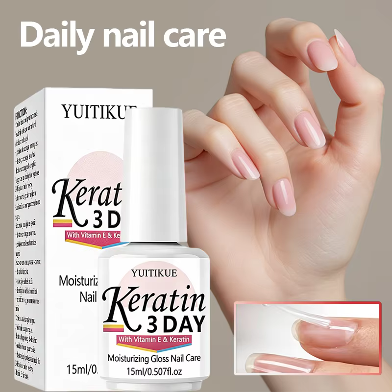 YUITIKUE Huile de Soin des Ongles à la Kératine 3 Jours 15ml Vitamine E Hydratante Brillante Absorpt