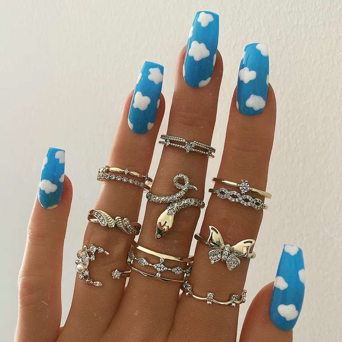 24 pièces longs Ballet français filles Nail Art blanc faux ongles manucure presse sur ongles faux av