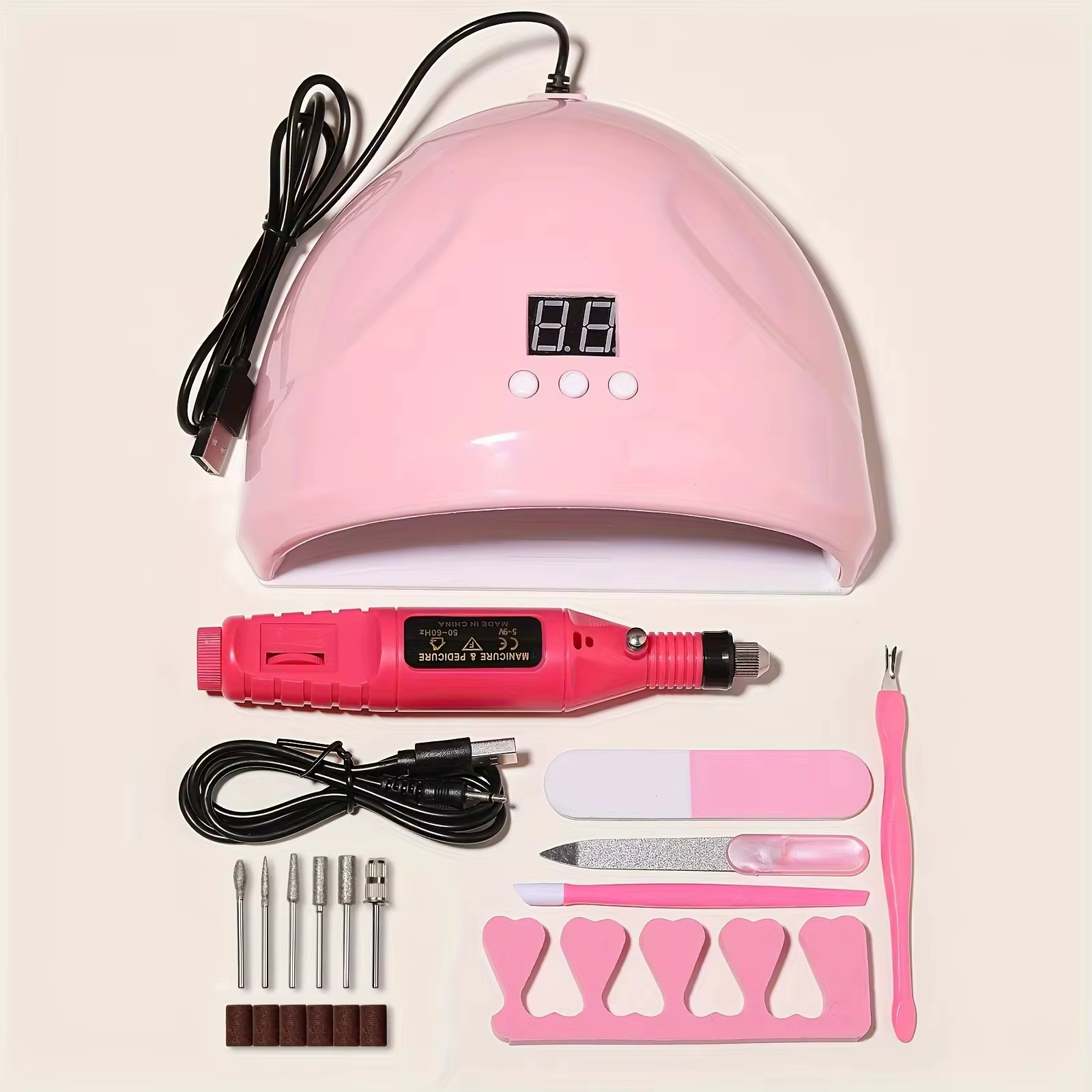 LINMANDA-Perceuse à ongles électrique USB professionnelle, kit de lime à vernis avec lampe UV LED, s