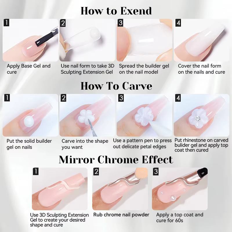 NICOLE DIARY blanc antiadhésif Extension de main Gel vernis à ongles pour 3D façonnage sculpture fle