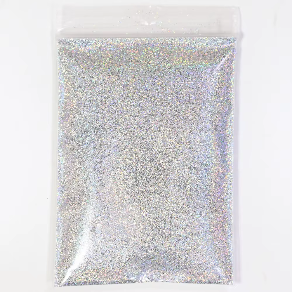 Poudre holographique pour ongles, effet laser, couleur argent, effet chrome, effet miroir, à faire s