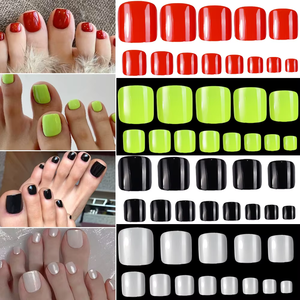 120 pièces noir brillant presse sur les ongles courts carrés couverture complète faux ongles conseil