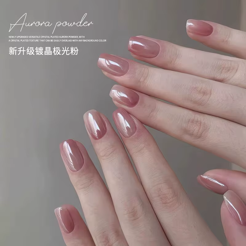 1 pot placage Aurora Chrome poudre à ongles haute brillance clair de lune miroir Fine paillettes Pig