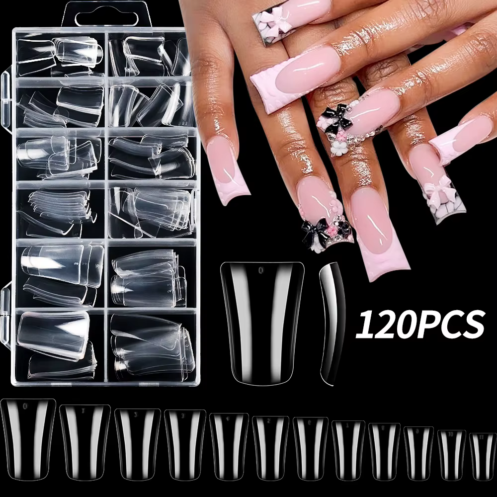 120 pièces Transparent large canard Fasle ongles conseils longueur moyenne canard pieds presse sur o