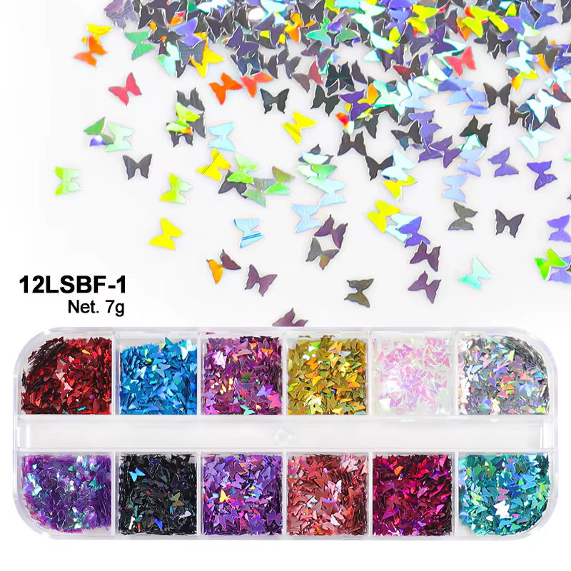Fluorwidess-Paillettes Papillon pour Nail Art, Accessoire de Conception de Manucure à Faire Soi-Même
