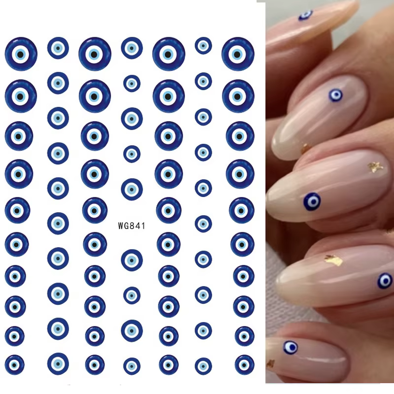 Autocollants pour Nail Art, décalcomanies à l'eau, rayures pour les yeux, décorations pour Nail Art,