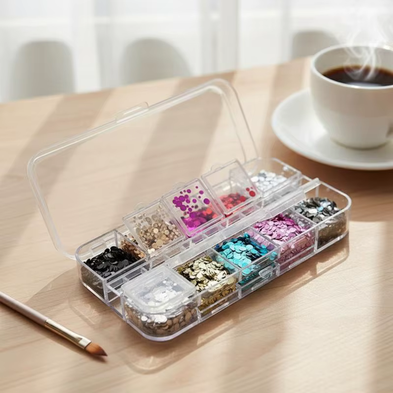 12 Grilles de mini-paillettes pour nail art, fleurs rondes à assembler, multicolores, pour la créati