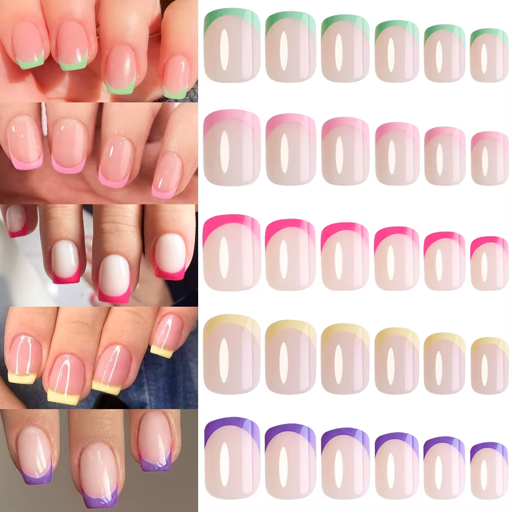 120/240 pièces français court carré faux ongles 12 tailles couverture complète presse sur ongles bri