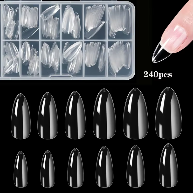 240 Faux ongles en amande, Extension d'ongles doux et mats, 12 tailles, pour la maison, bricolage, S