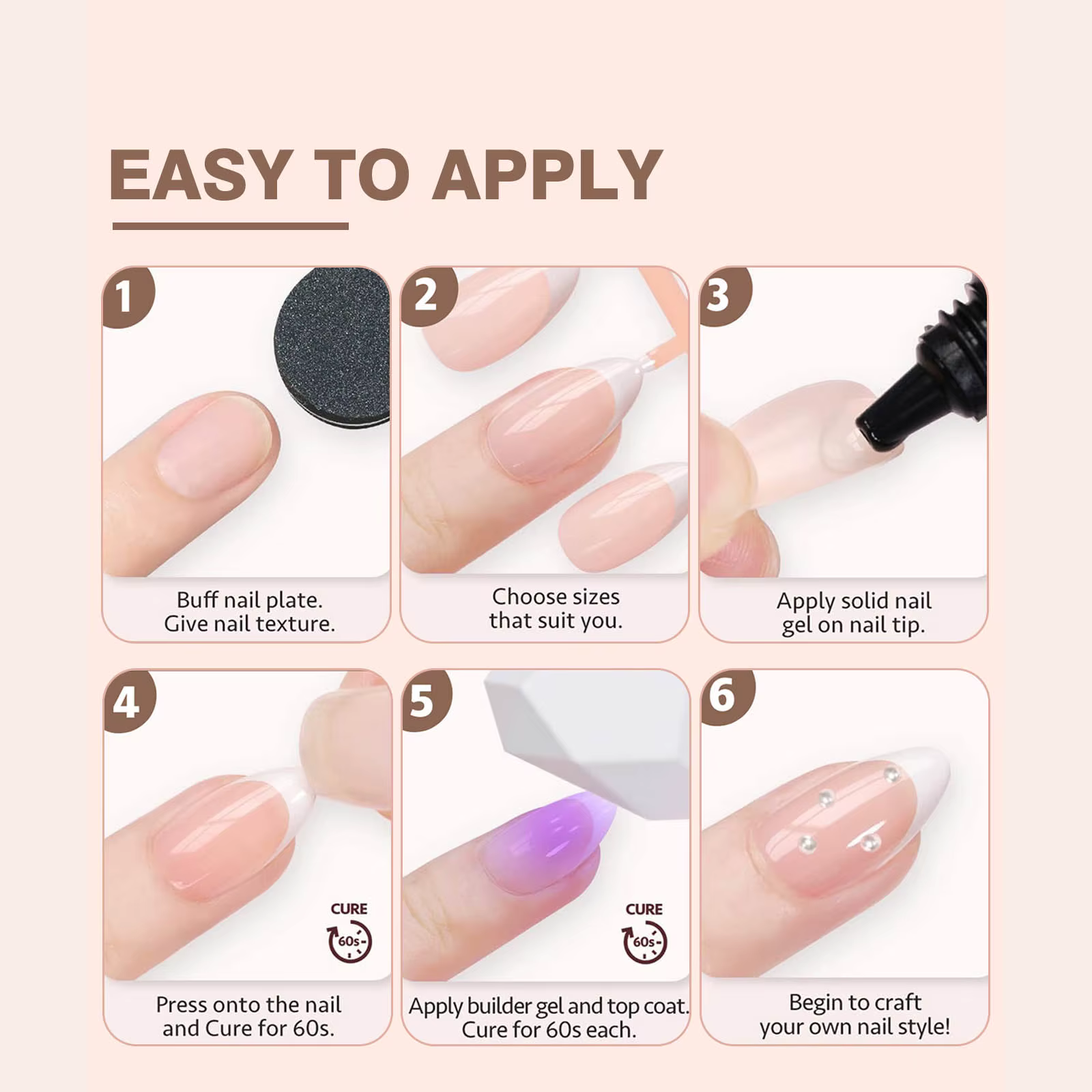 150 pièces 6 couleurs faux ongles multi-tailles faux ongles presse sur ongles acryliques amande fran