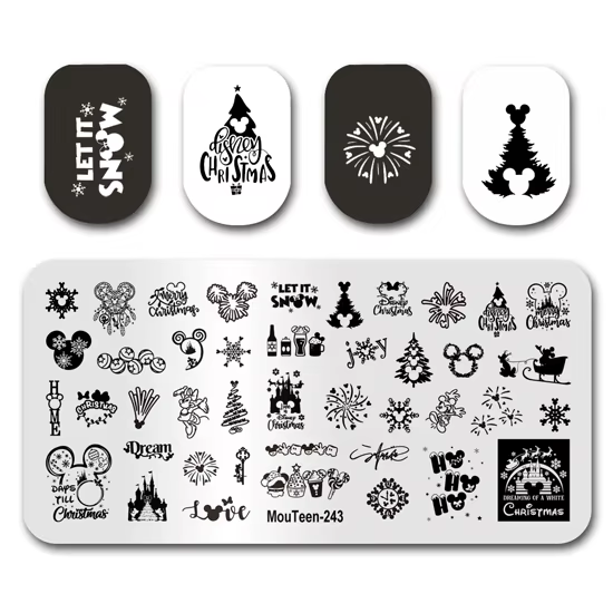 Nail Art Estampage MouTeen-243 Disney Noël Hiver Neige Nail Estampage Plaques Manucure Set Pour Nail