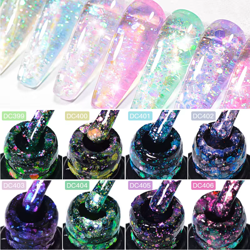 Vernis à ongles Gel à paillettes fleuries, couleur scintillante, Semi-Permanant, à tremper, pour man
