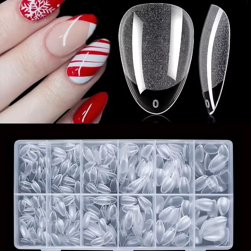 600 patchs pour ongles moyens en forme d'amande, patchs pour ongles en gel Amande X, faux ongles tra