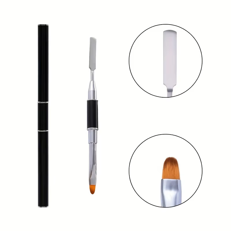 Pinceau à ongles et spatule pour gel acrylique, 2 en 1, outil de brosse à ongles, N64.Extension