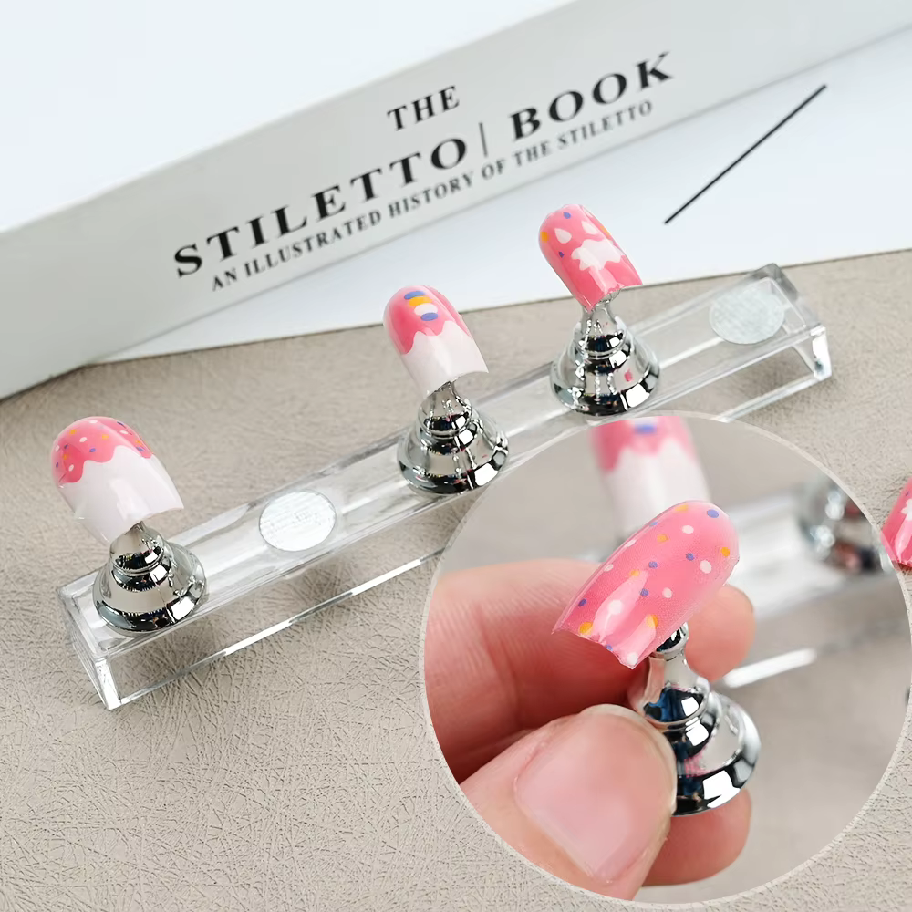 Support magnétique pour ongles à pression, 5 pièces, présentoir de faux ongles, support de pratique