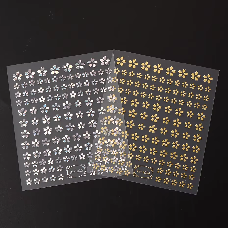 ​ ​ Autocollants pour ongles 3DLaser Sakura, motif serpent holographique, curseur Sakura, transfert 