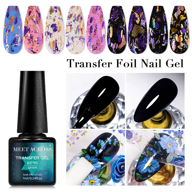 Mtssii 7ml Gel Adhésif pour Feuille de Transfert, Colle pour Vernis à Ongles, Gel UV LED Soak Off, D