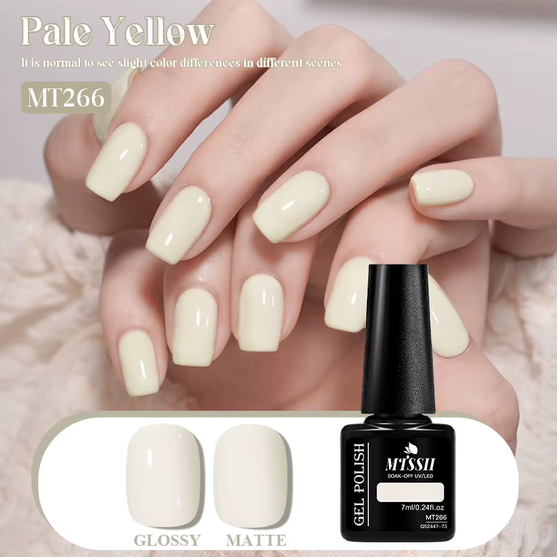 Vernis à ongles Gel jaune pâle HEMA TPO gratuit Semi Permanent à tremper UV LED, décorations pour Na