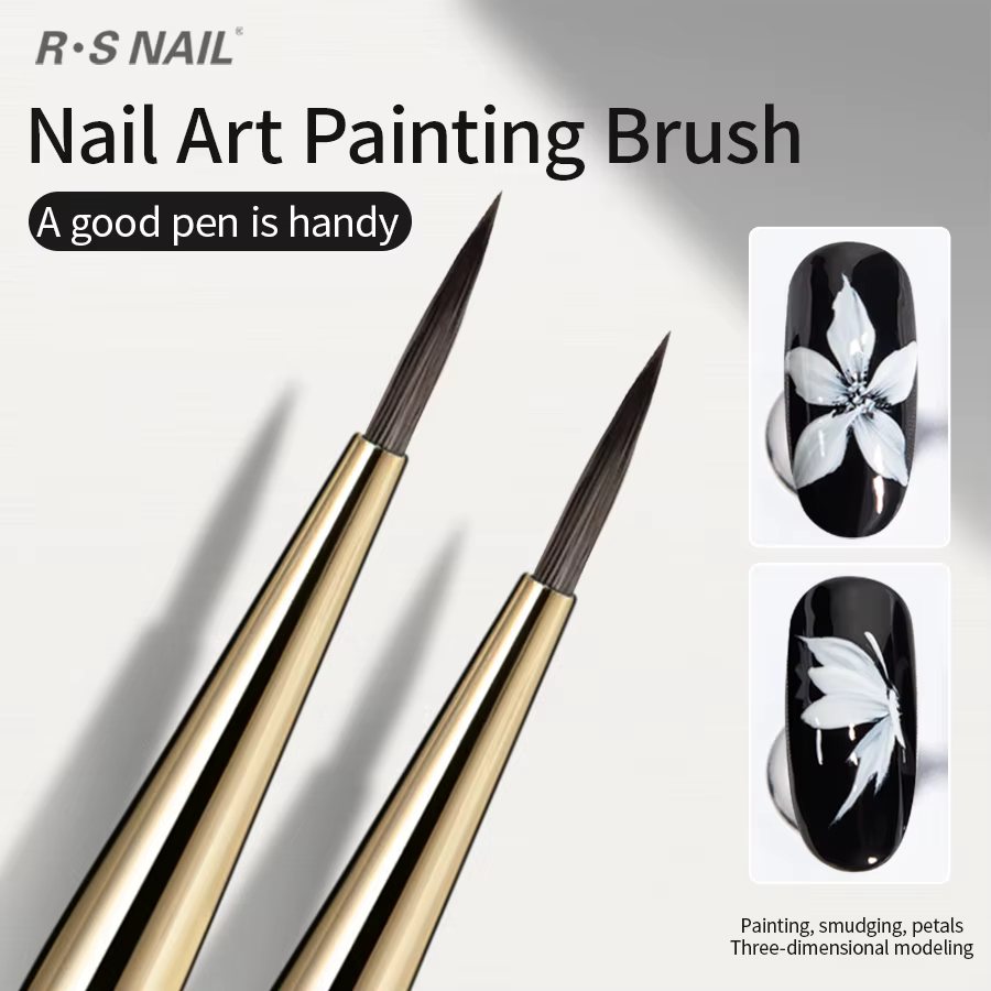 RS Nail Art peinture pinceau lignes acryliques stylo rayures grille fleur papillon dessin aquarelle 
