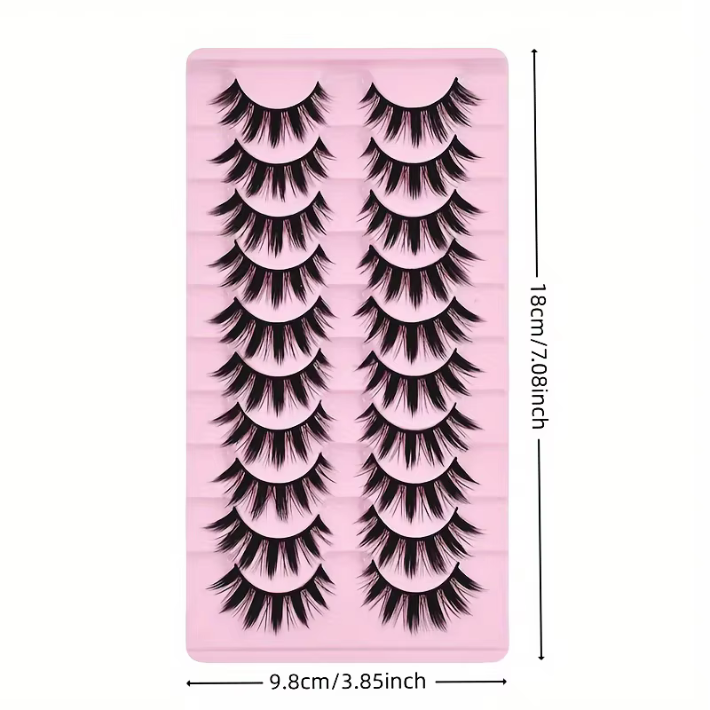 10 paires de faux cils, extensions de cils épais, outils de maquillage pour les yeux réutilisables (