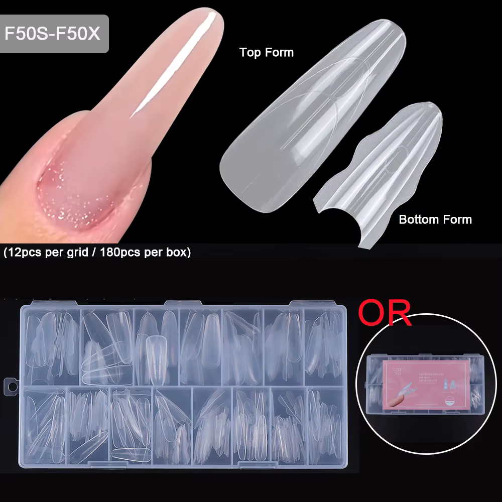 1 boîte de formes d'ongles doubles, nouveaux 180 pièces, Extensions de 15 tailles, cercueil Long en