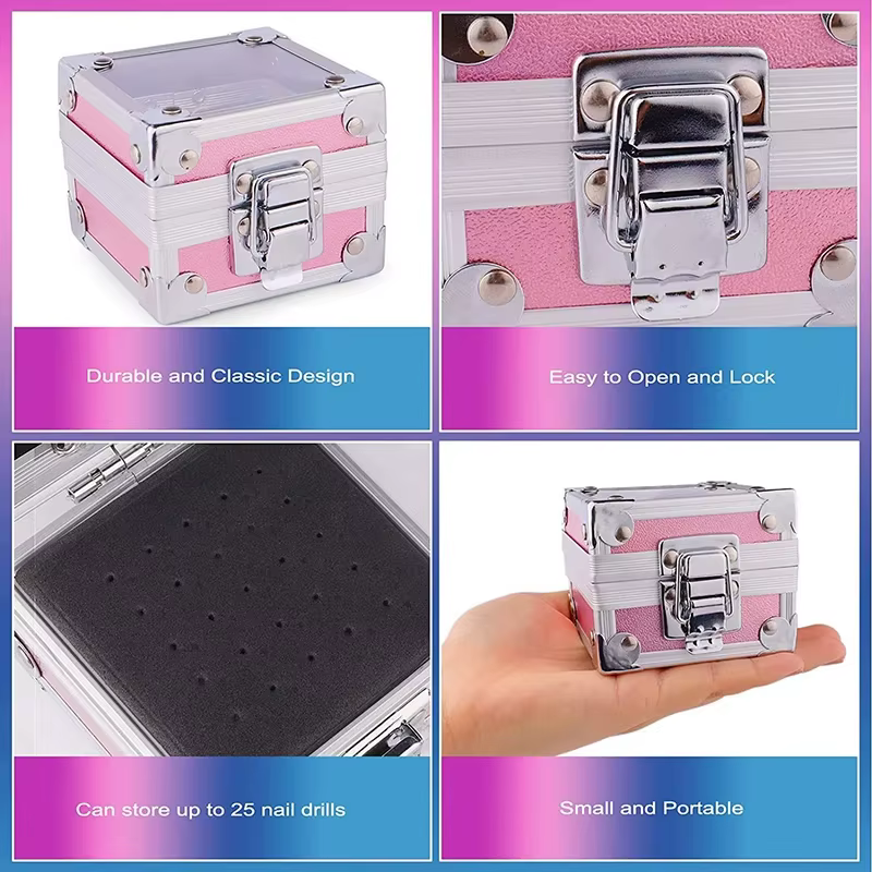 Boîte de support de foret à ongles professionnel, 1 pièce, avec 25 trous, présentoir en aluminium, b