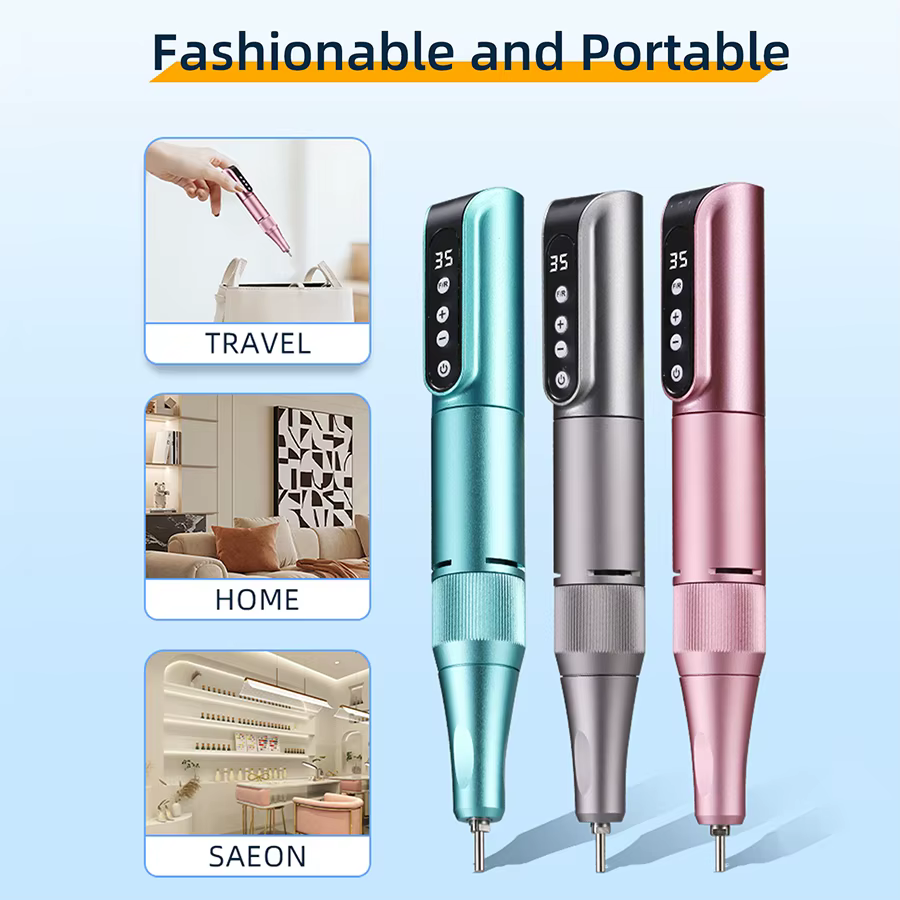 35000rpm sans fil Nail Drill Pen USB Nail lime Polish Pen outil de salon de perceuse à ongles portab