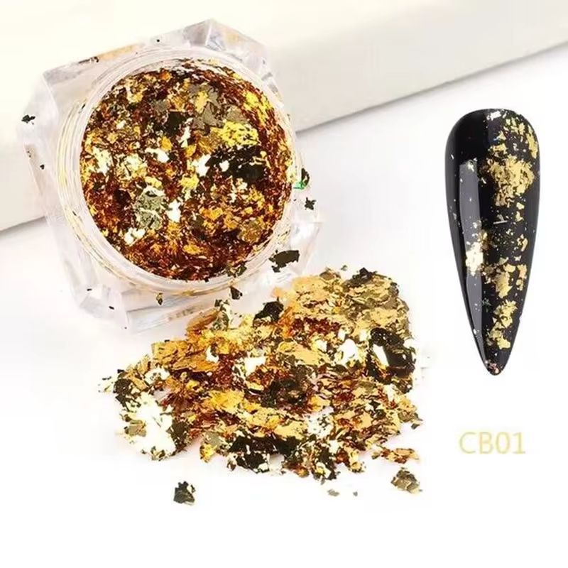 Flocons de feuille d'or pour ongles, feuille d'or pour l'art des ongles, arts et artisanat de bricol