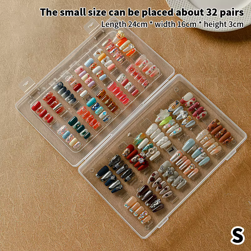 Boîte de rangement grande capacité pour faux ongles, anti-poussière, transparente, pratique, avec ca