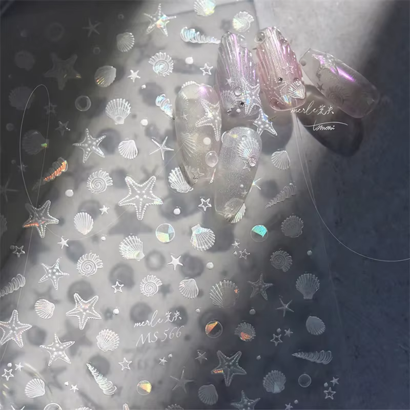 Autocollants de manucure pour Nail Art, plage d'été, coquille d'océan, clammes, conque, étoiles, bul