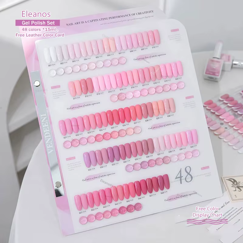 Kit de 48 vernis gel rose nude haute saturation pastel avec nuancier, gel UV LED 15ml à retirer par 
