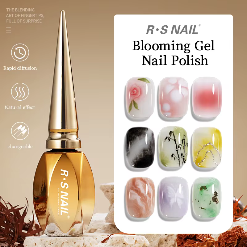 Gel Transparent Blooming 12g, Vernis à Ongles Dégradé Transparent Effet Fleur, Séchage UV/LED, Semi-