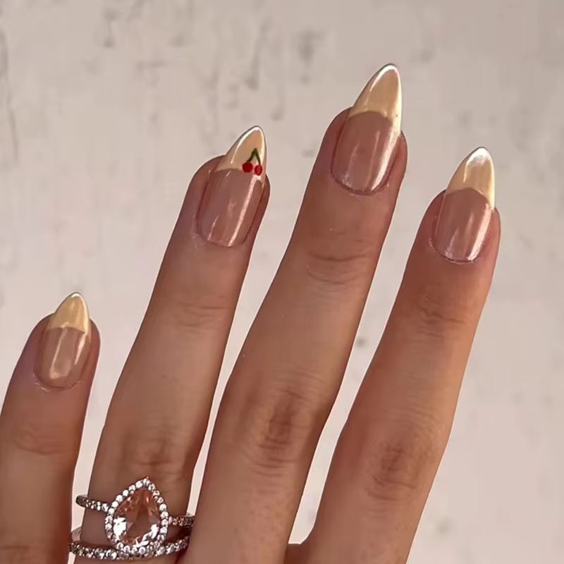 Faux ongles couleur chair unie, avec colle gelée, courts, à pression en amande, portables, ovales, c