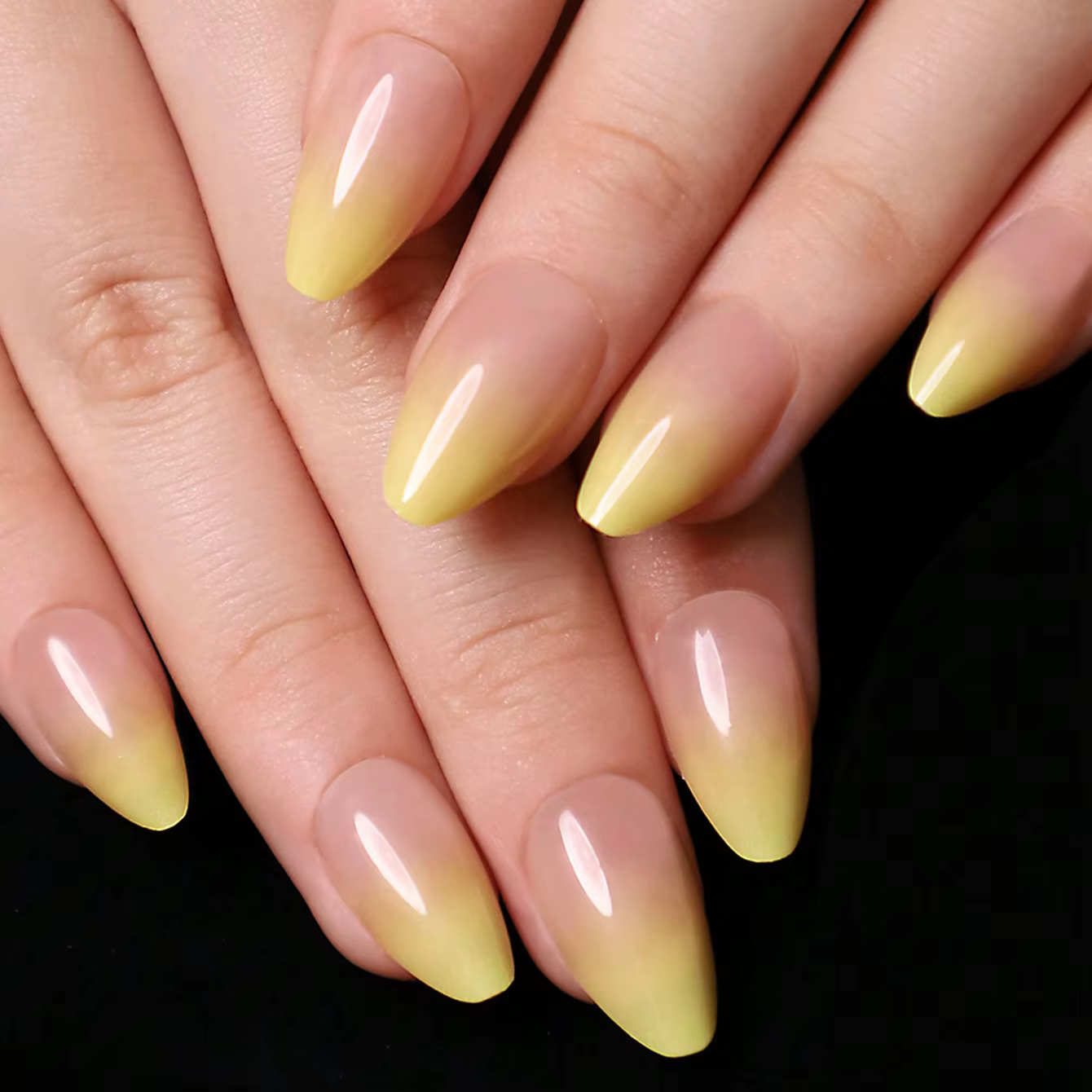 Faux ongles à pression en amande, 24 pièces, moyens, avec nœuds roses, à coller sur les ongles, en a
