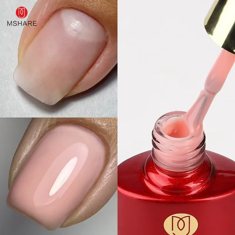 MSHARE Gel de Base en caoutchouc rose laiteux Camouflage couleur manteau tremper les ongles Gels ver