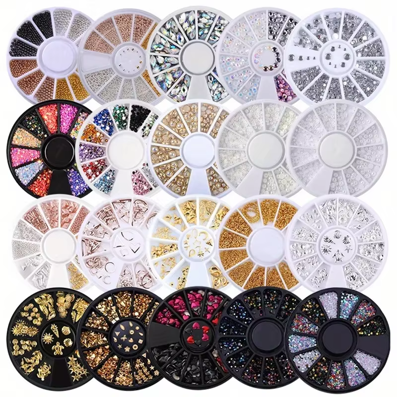 Pièces pour ongles, strass à paillettes, pierres précieuses en cristal, bijoux, perles, accessoires 