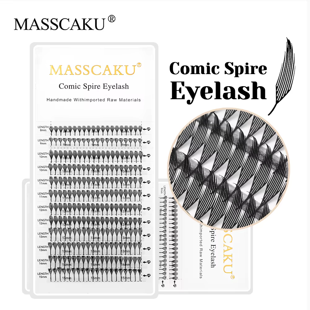 MASSCAKU 0.05mm d'épaisseur vison synthétique Manga Anime bande dessinée flèche cils 8-15mm mélange 