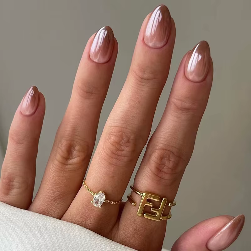 Faux ongles marron portables, 24 pièces, mode imprimé léopard, Design dégradé, pointes à pression, e
