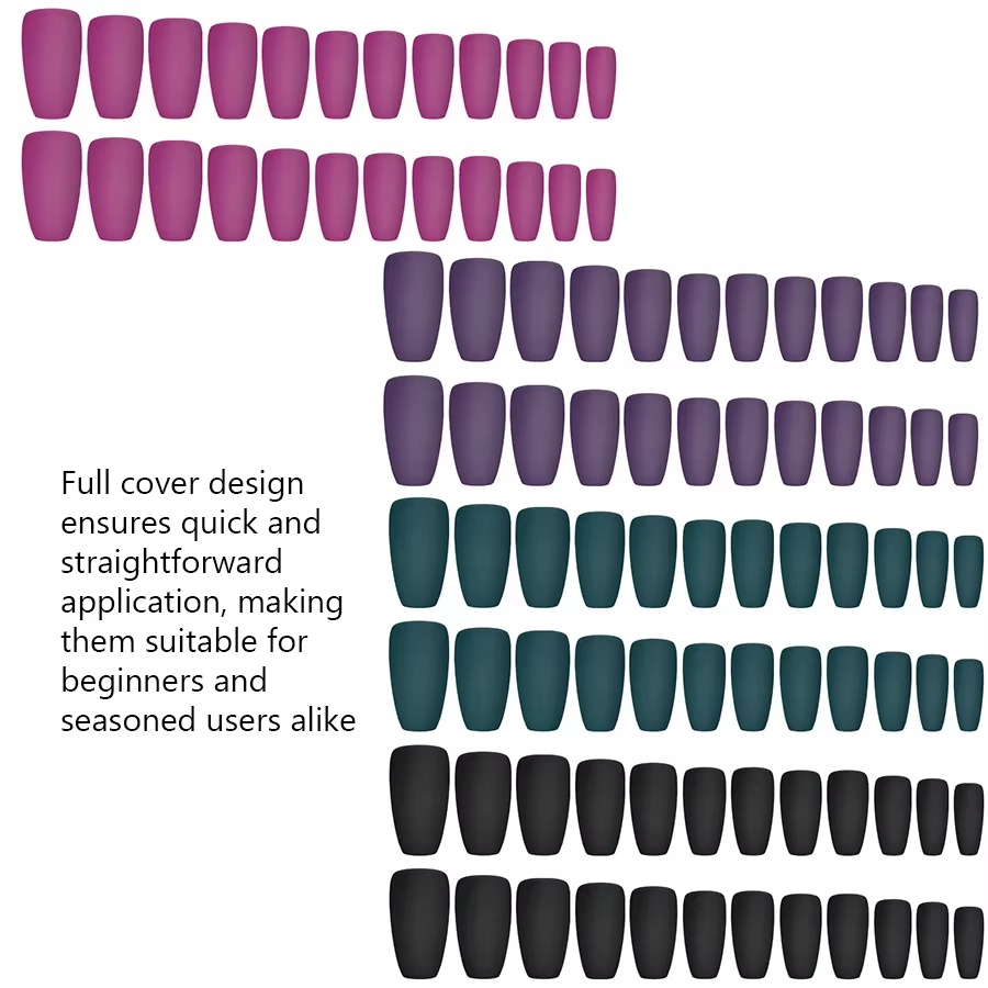 96 pièces ongles mats de couleur unie, faux ongles courts à couverture complète, faux ongles courts 