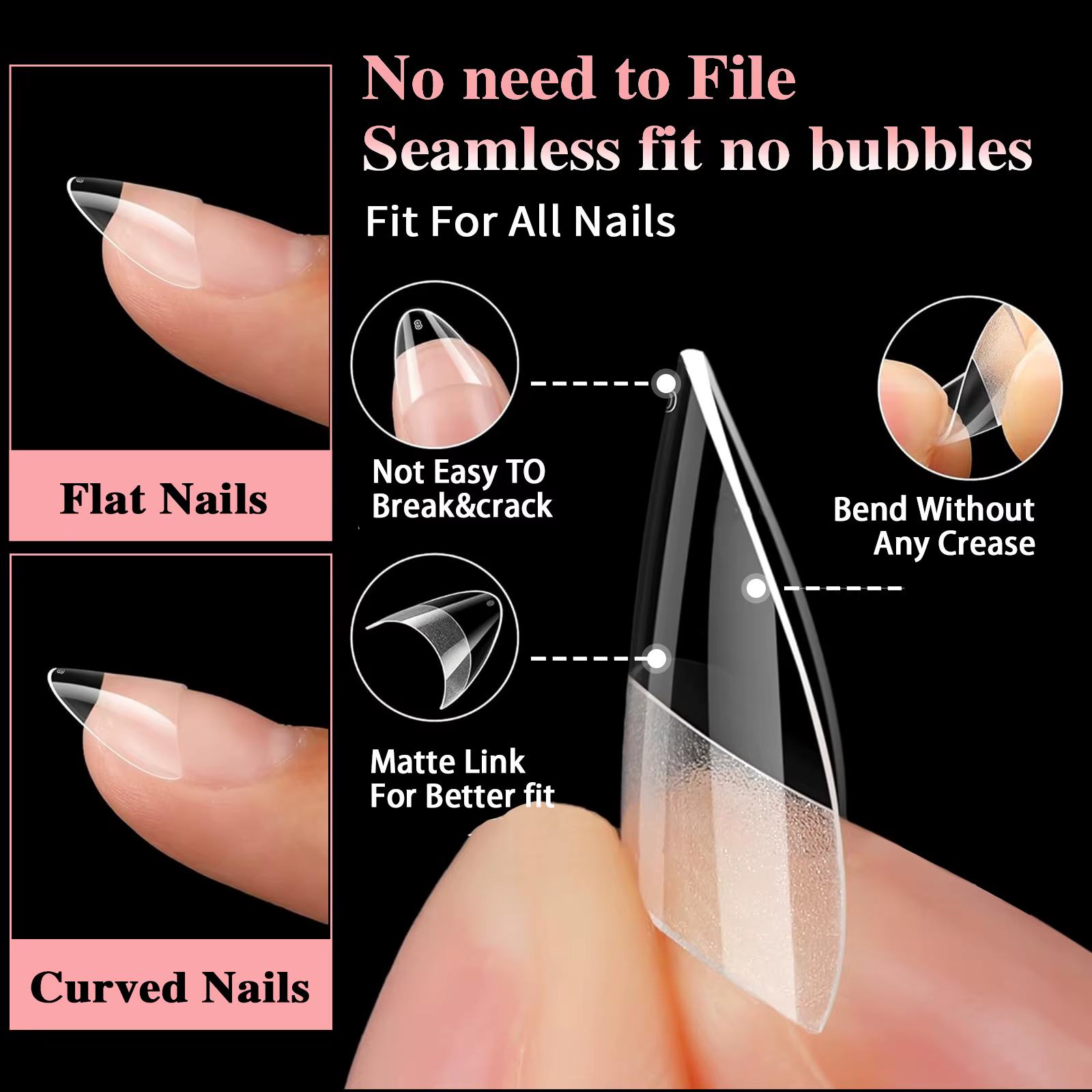 600 pièces/boîte Ultra court français faux presse sur acrylique ongles conseils amande carré sans tr