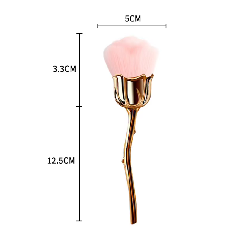Brosse à ongles à fleurs pour manucure, en forme de Rose dorée, ronde, petite poudre de vernis Gel U
