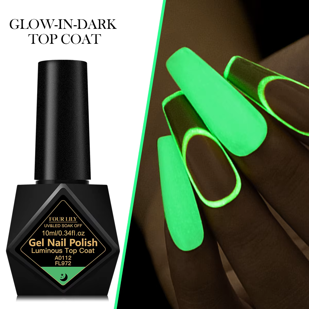Vernis à ongles gel lumineux 10 ml, vernis UV fonctionnel qui brille dans le noir, couche de finitio