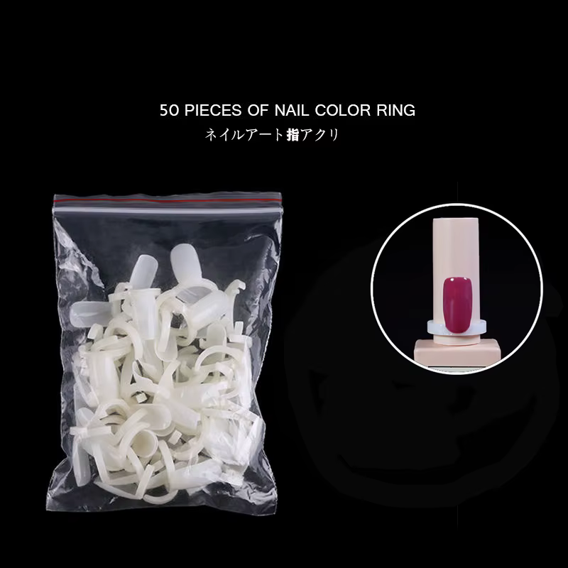 50pcs faux ongles anneau coloration montrant Nail Art acrylique complet vernis à ongles UV Gel coule